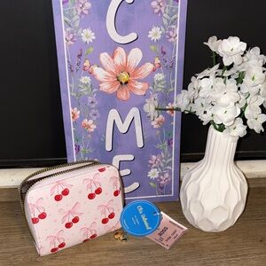 Cherry Print Zip Wallet - Pink Cherry Coin Purse